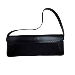 City by DKNY Black Faux Leather Fabric Clutch Shoulder Bag